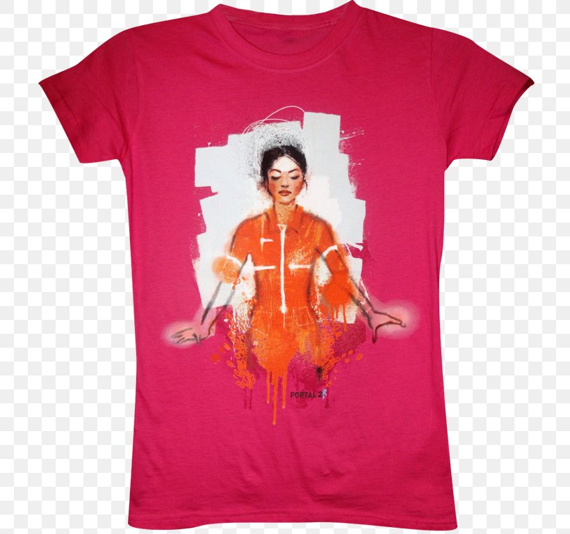 T-shirt Portal 2 Chell Sleeve, PNG, 721x768px, Tshirt, Chell, Clothing, Orange, Portal Download Free