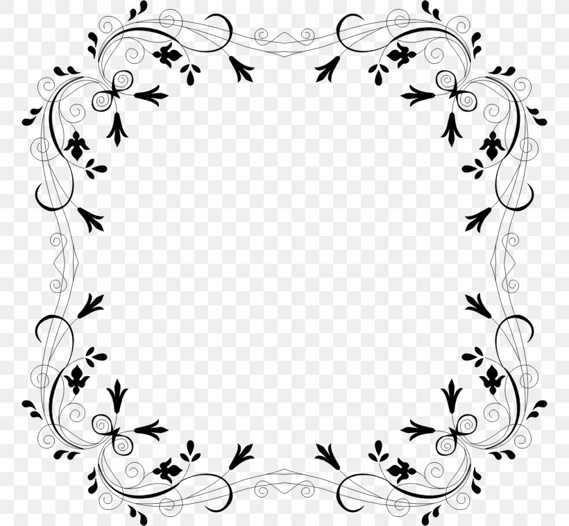 Borders And Frames Flower Paper Clip Art, PNG, 758x758px, Borders And Frames, Area, Black, Black And White, Border Download Free