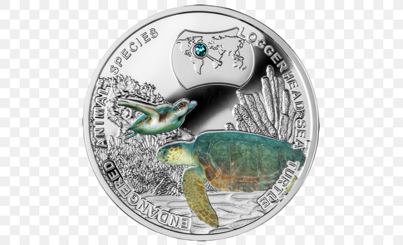 Coin Loggerhead Sea Turtle Silver, PNG, 500x500px, Coin, Animal, Caretta, Commemorative Coin, Currency Download Free