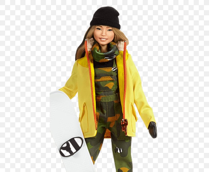 Chloe Kim Snowboarding At The 2018 Olympic Winter Games Barbie Doll Mattel, PNG, 430x675px, Chloe Kim, Barbie, Barbie Girl, Costume, Doll Download Free