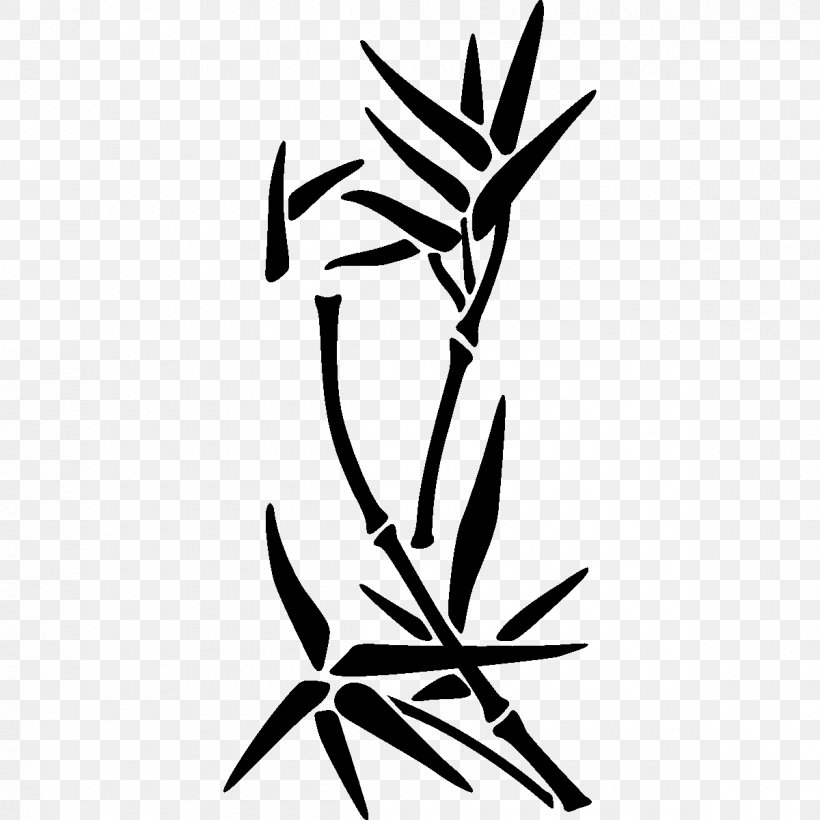 Tropical Woody Bamboos Sticker Wall Decal Clip Art, PNG, 1200x1200px, Bamboo, Bamboo Blossom, Black And White, Branch, Flora Download Free