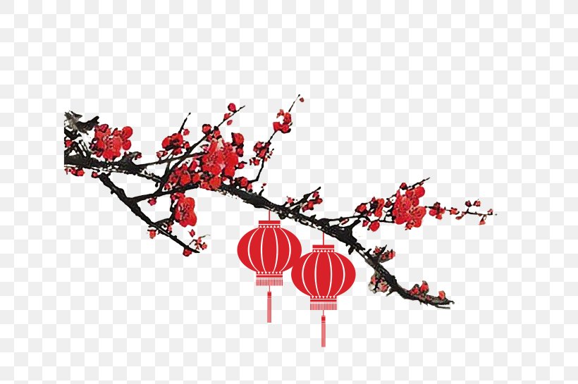 Ink Wash Painting Chinese New Year, PNG, 640x545px, Ink Wash Painting, Branch, Chinese New Year, Flower, Plant Download Free