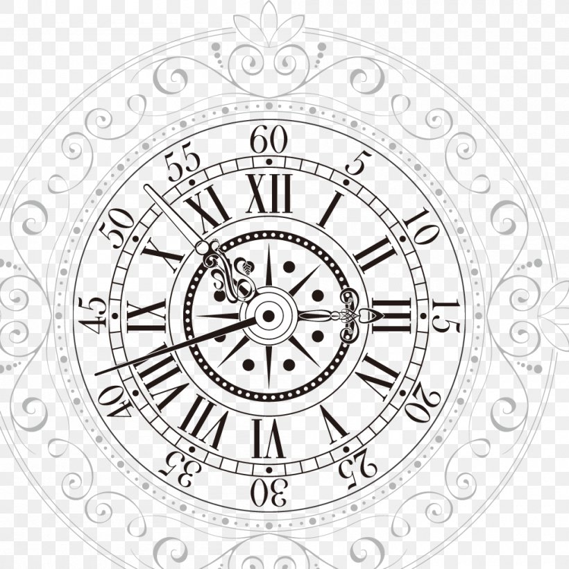Download Icon, PNG, 1000x1000px, Turntable, Area, Black And White, Clock, Designer Download Free
