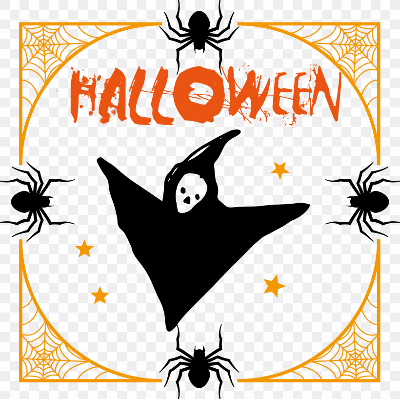 Halloween, PNG, 3000x2992px, Halloween, Black And White, Insect, Leaf, Line Download Free