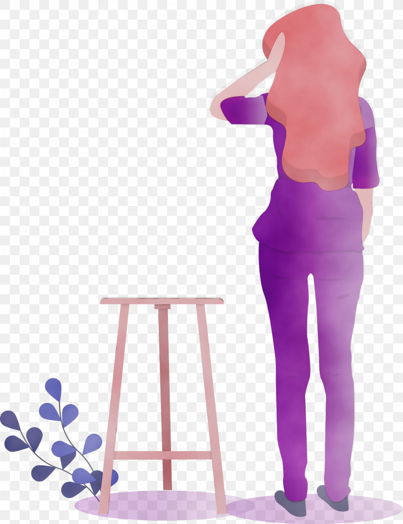 Violet Purple Standing Furniture Magenta, PNG, 2302x3000px, Girl, Art, Bar Stool, Costume, Furniture Download Free