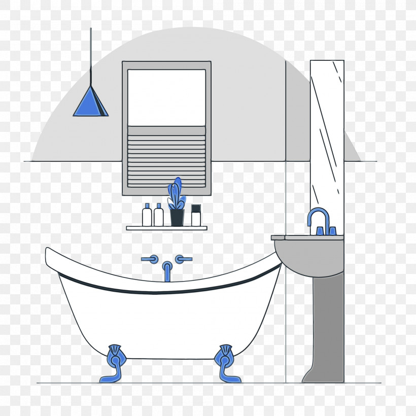 Furniture Meter Line Cartoon Water, PNG, 2000x2000px, Bathroom, Boat, Cartoon, Diagram, Furniture Download Free