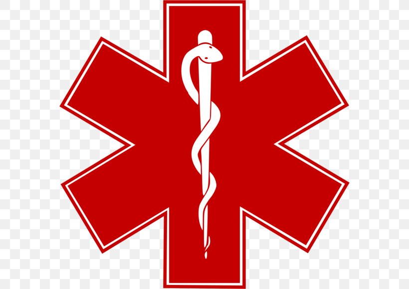 Star Of Life Emergency Medical Services Paramedic Emergency Medical Technician Decal, PNG, 582x580px, Star Of Life, Ambulance, Area, Certified First Responder, Cross Download Free