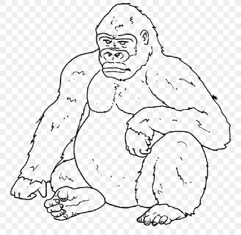 Gorilla Coloring Book Ape Drawing Child, PNG, 800x800px, Watercolor, Cartoon, Flower, Frame, Heart Download Free