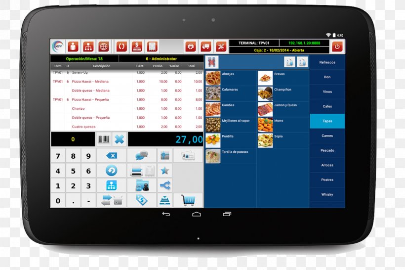 Tablet Computers Point Of Sale Android Handheld Devices Payment Terminal, PNG, 1201x800px, Tablet Computers, Android, Client, Communication, Display Device Download Free