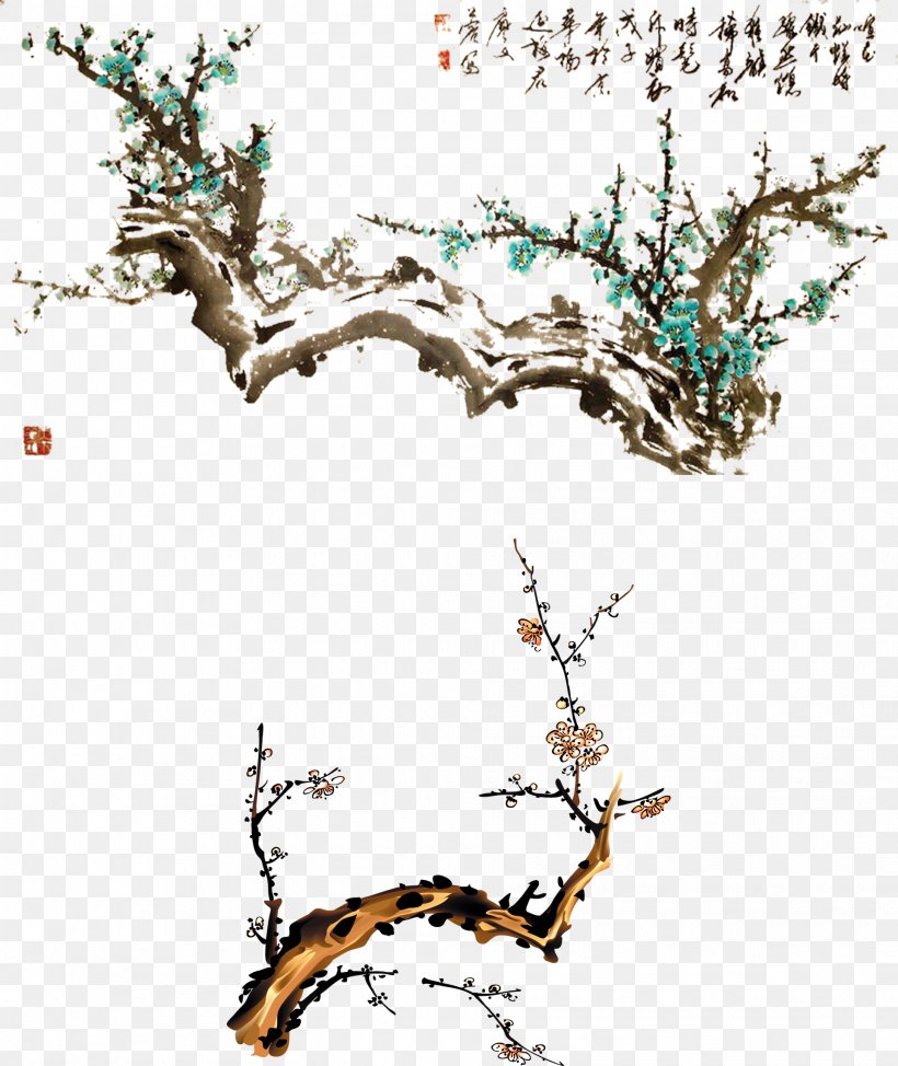 Ink Wash Painting Plum Blossom, PNG, 1925x2287px, Ink Wash Painting, Art, Branch, Chinese Painting, Chinoiserie Download Free
