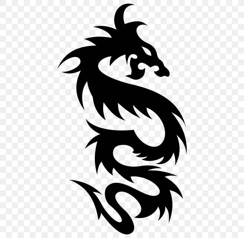 T-shirt Wall Decal Sticker Dragon, PNG, 800x800px, Tshirt, Black And White, Decal, Dragon, Fantasy Download Free