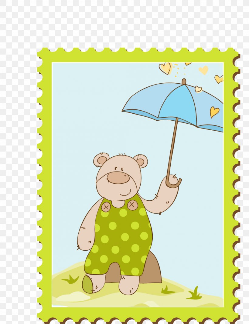 Brown Bear Illustration, PNG, 1001x1306px, Watercolor, Cartoon, Flower, Frame, Heart Download Free