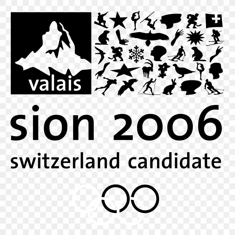Sion Bid For The 2006 Winter Olympics Sion Bid For The 2006 Winter Olympics Olympic Games Logo, PNG, 2400x2400px, 2002 Winter Olympics, Sion, Area, Black, Black And White Download Free
