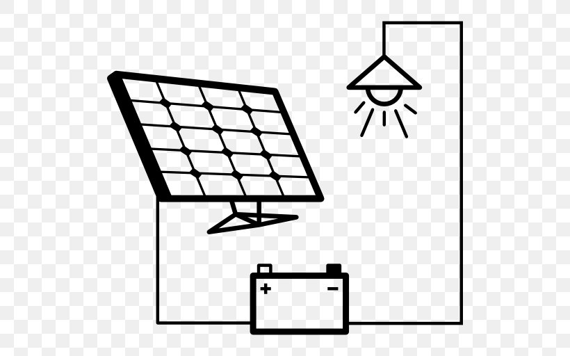 Solar Power Solar Panels Solar Energy Photovoltaic System, PNG, 512x512px, Solar Power, Area, Black And White, Brand, Diagram Download Free