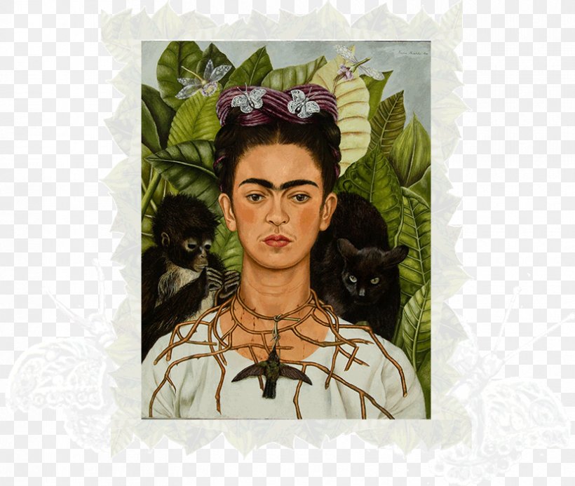 Self-Portrait With Thorn Necklace And Hummingbird Frida Kahlo Museum Harry Ransom Center Van Gogh Self-portrait New York Botanical Garden, PNG, 830x702px, Frida Kahlo Museum, Allposterscom, Art, Canvas Print, Flora Download Free