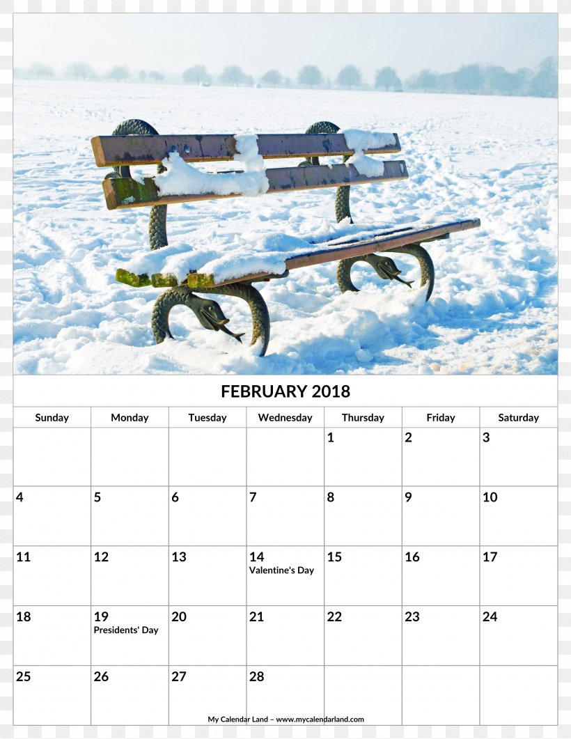 Calendar Bench Snow Season, PNG, 2550x3300px, 2018, Calendar, April, Bench, Chair Download Free