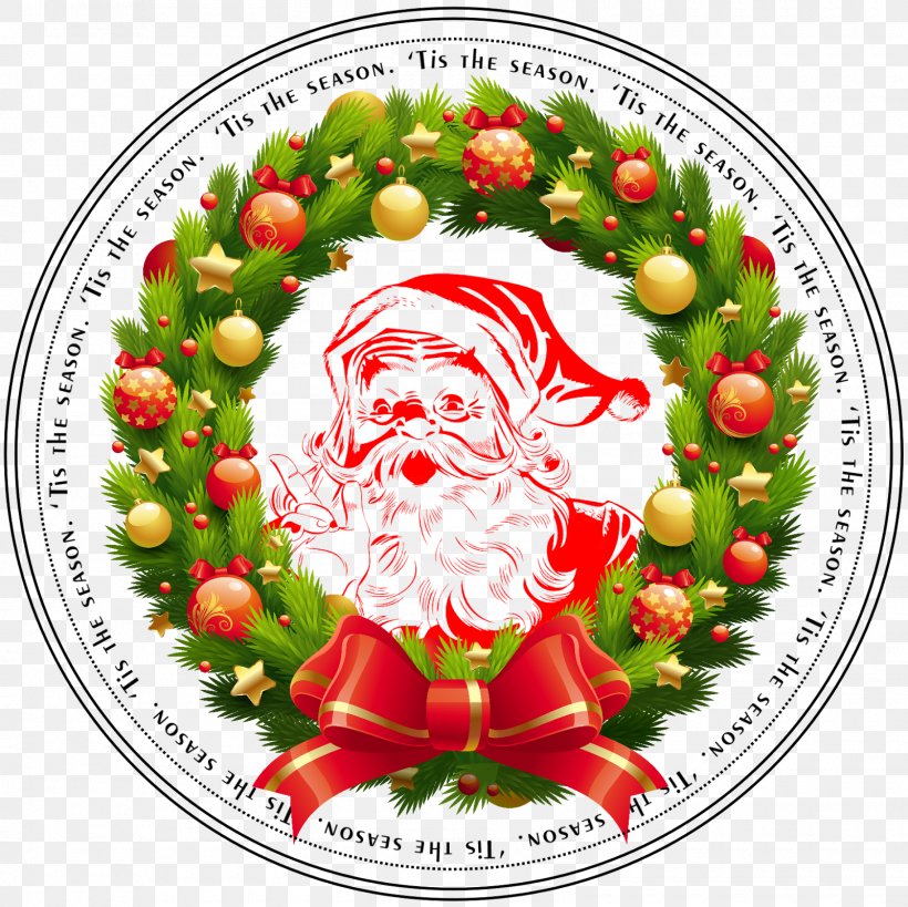 Santa Claus Christmas Day Wreath Vector Graphics Christmas Ornament, PNG, 1600x1600px, Santa Claus, Advent Wreath, Christmas, Christmas Day, Christmas Decoration Download Free