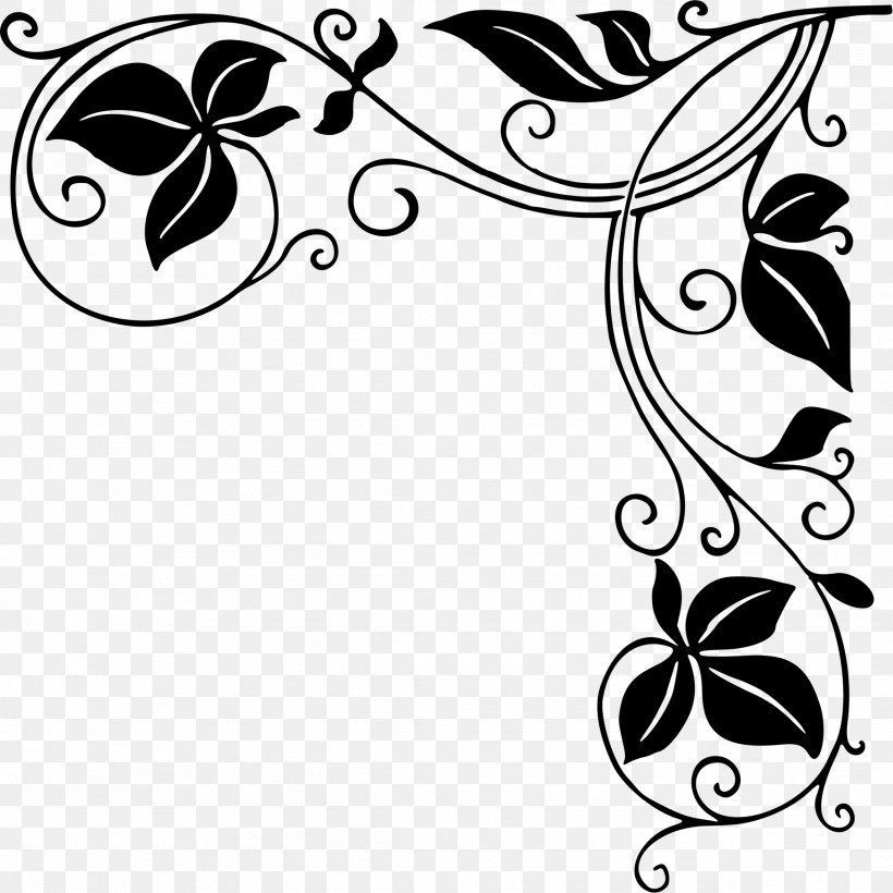 Black-and-white Leaf Line Art Visual Arts Ornament, PNG, 2289x2289px, Blackandwhite, Leaf, Line Art, Ornament, Plant Download Free