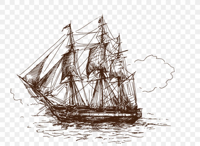 T-shirt Drawing Ship Stock Photography Royalty-free, PNG, 875x638px, Tshirt, Baltimore Clipper, Barque, Barquentine, Black And White Download Free