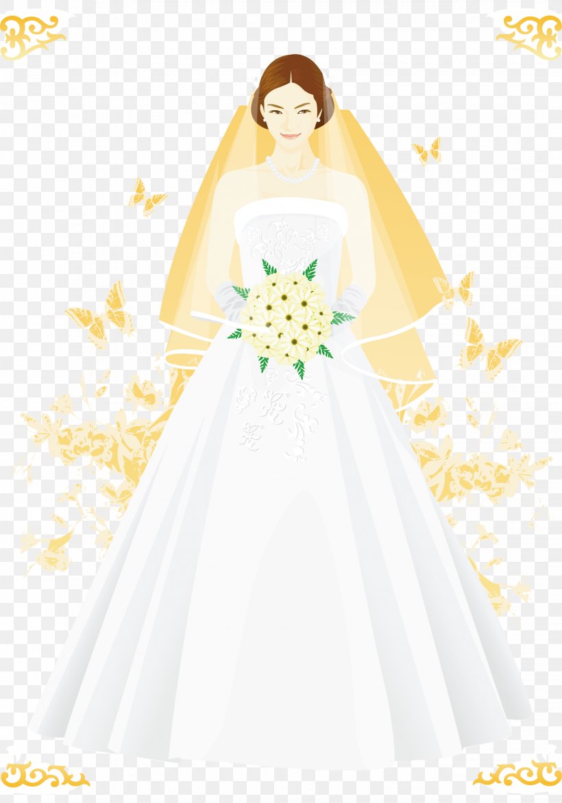 Wedding Dress Bride Marriage, PNG, 2266x3241px, Watercolor, Cartoon, Flower, Frame, Heart Download Free