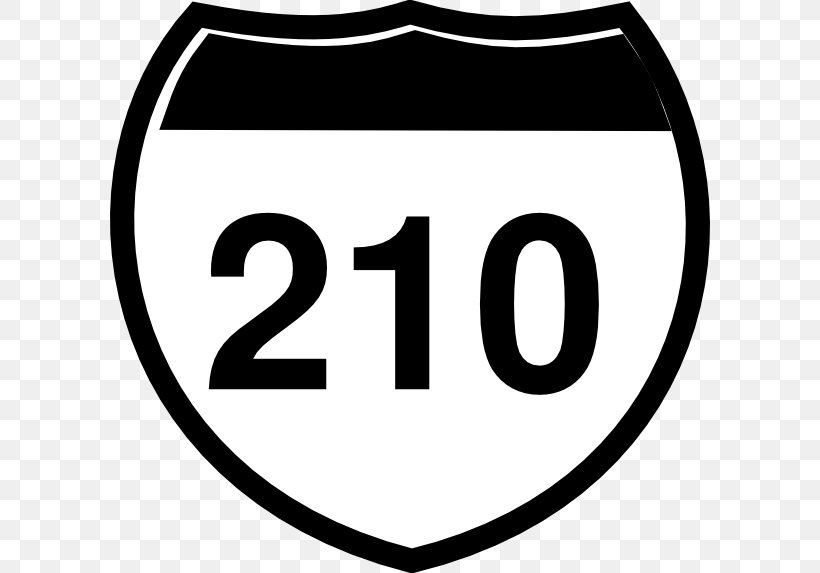 Interstate 210 And State Route 210 US Interstate Highway System Highway Shield Clip Art, PNG, 600x573px, Interstate 210 And State Route 210, Area, Black And White, Brand, Controlledaccess Highway Download Free