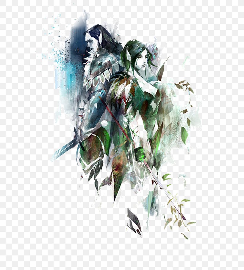 Guild Wars 2 Video Game Art ArenaNet Player Versus Player, PNG, 682x909px, Watercolor, Cartoon, Flower, Frame, Heart Download Free