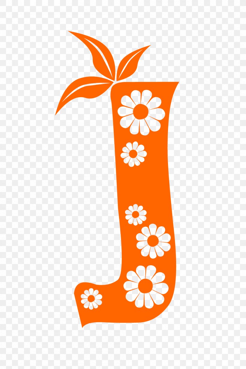 Letter J Floral Style., PNG, 1000x1500px, Shoe, Area, Flower, Orange, Symbol Download Free