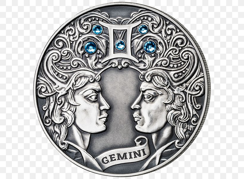 Zodiac Gemini Astrological Sign Coin Aquarius, PNG, 600x600px, Zodiac, Aquarius, Astrological Sign, Black And White, Button Download Free