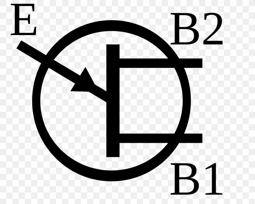 Unijunction Transistor Electronic Symbol Bipolar Junction Transistor Semiconductor, PNG, 1277x1024px, Transistor, Area, Bipolar Junction Transistor, Black And White, Brand Download Free