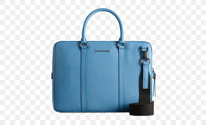 Briefcase Handbag Burberry Leather, PNG, 500x500px, Briefcase, Azure, Bag, Baggage, Blue Download Free