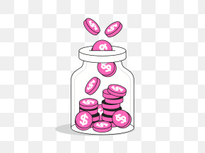 Money - Coin Jar With Pink Coins PNG