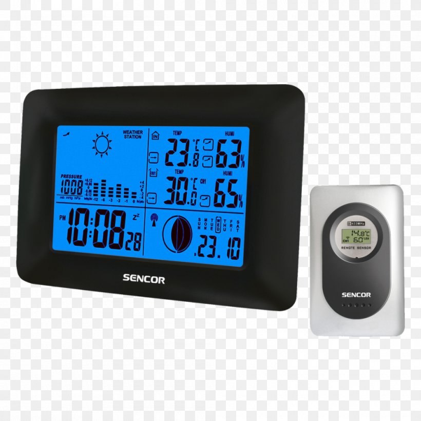Weather Station Thermometer Meteorology Hygrometer Sensor, PNG, 1000x1000px, Weather Station, Display Device, Electronics, Gauge, Hardware Download Free