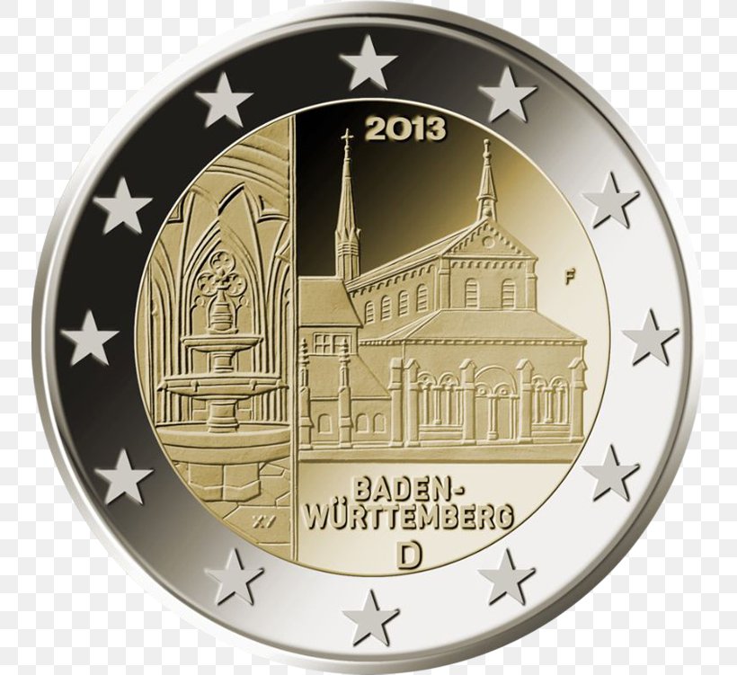 Baden-Württemberg 2 Euro Coin 2 Euro Commemorative Coins Euro Coins, PNG, 750x751px, 2 Euro Coin, 2 Euro Commemorative Coins, 5 Euro Note, Coin, Commemorative Coin Download Free