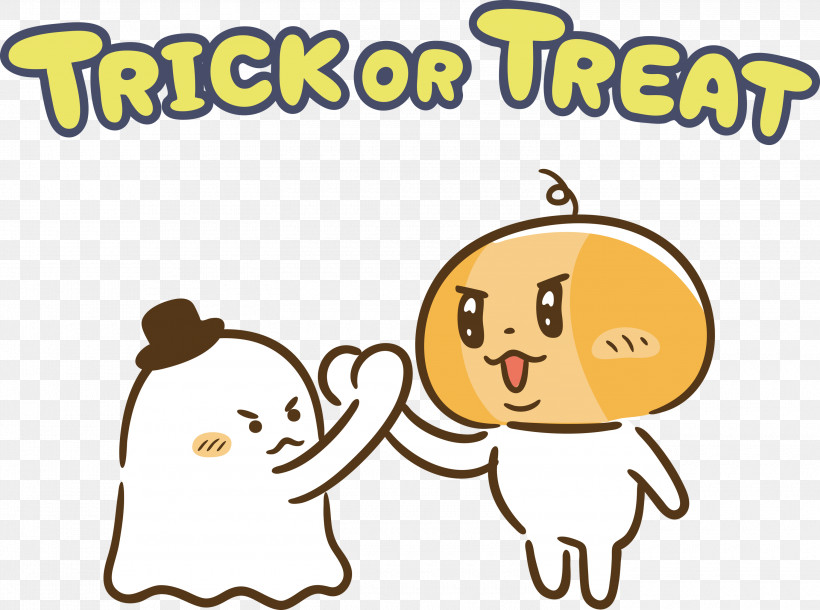 TRICK OR TREAT Happy Halloween, PNG, 3000x2234px, Trick Or Treat, Behavior, Biology, Cartoon, Happiness Download Free