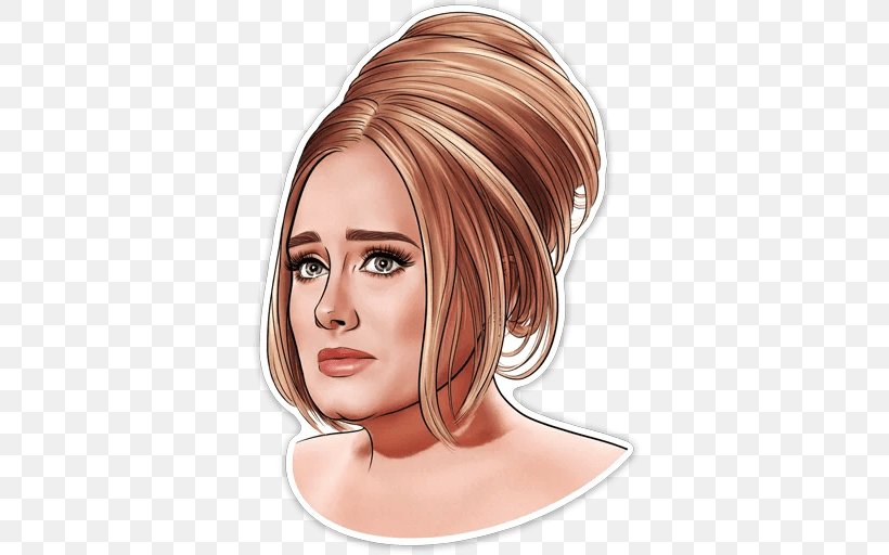 Adele Telegram Sticker SAD! Hair Coloring, PNG, 512x512px, Watercolor, Cartoon, Flower, Frame, Heart Download Free