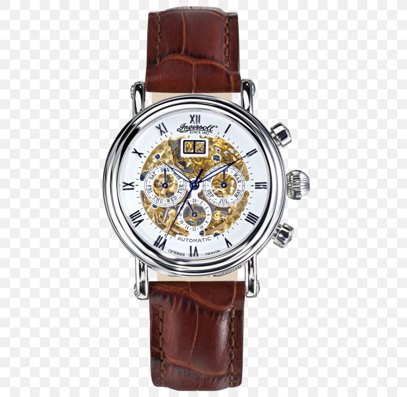 Ingersoll Watch Company Strap Chronograph Automatic Watch, PNG, 566x800px, Ingersoll Watch Company, Automatic Watch, Bracelet, Brand, Brown Download Free