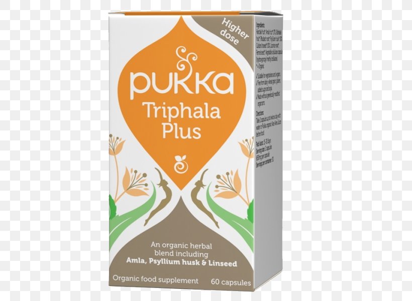 Dietary Supplement Organic Food Tea Pukka Herbs Triphala, PNG, 600x600px, Dietary Supplement, Ayurveda, Capsule, Food, Health Download Free