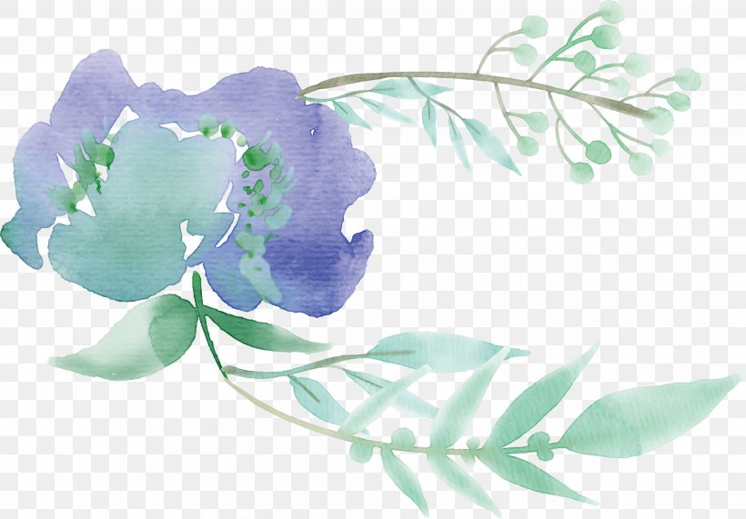 Green Watercolor Painting Flower Mentha Spicata, PNG, 3808x2653px, Green, Aqua, Color, Flora, Floral Design Download Free