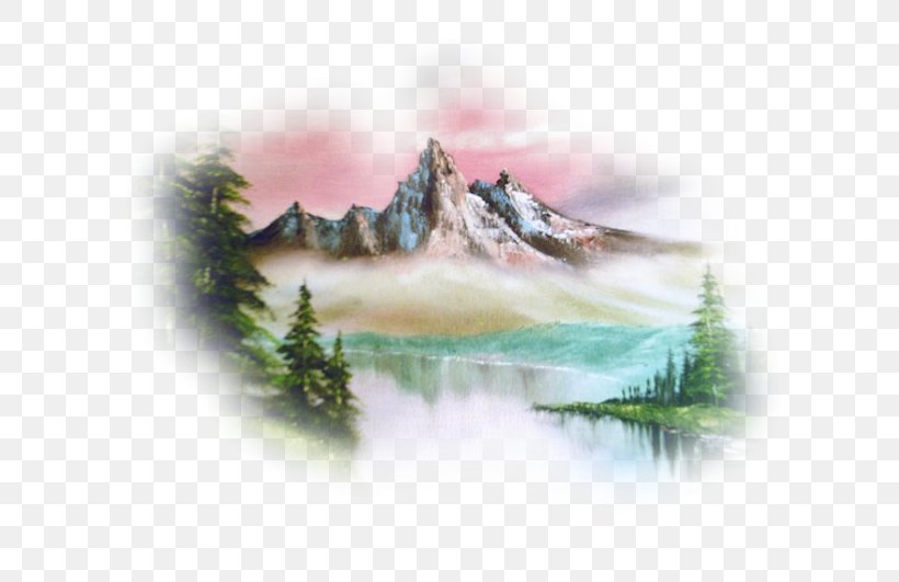 Watercolor Painting Water Resources Drawing Landscape, PNG, 650x531px, Watercolor Painting, Drawing, Grass, Landscape, Mountain Download Free