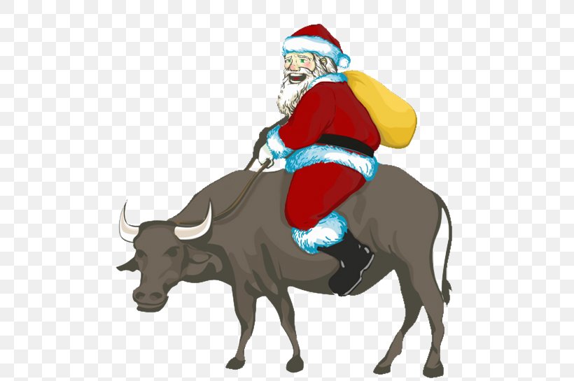 Santa Claus Ded Moroz Cattle Christmas, PNG, 550x545px, Santa Claus, Bull, Cattle, Cattle Like Mammal, Christmas Download Free
