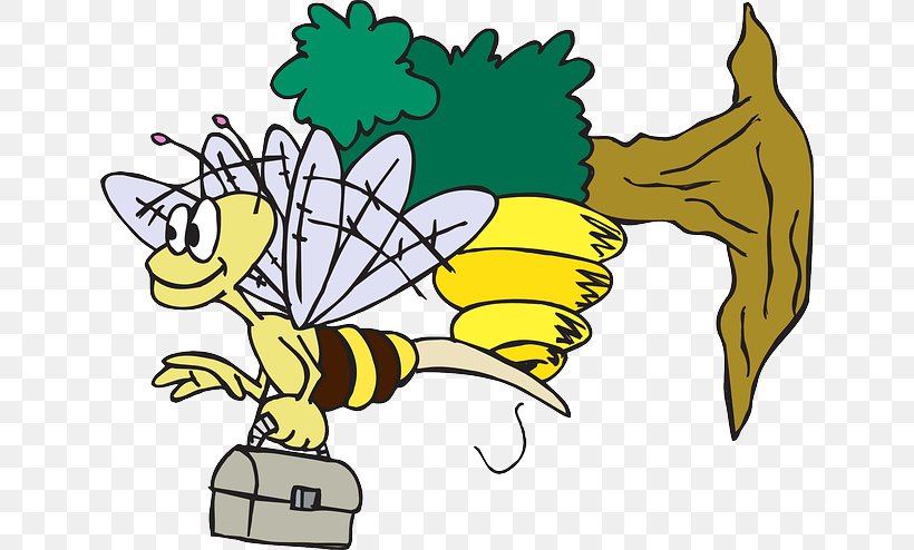 Worker Bee Insect Clip Art, PNG, 640x494px, Bee, Art, Artwork, Cartoon, Drawing Download Free