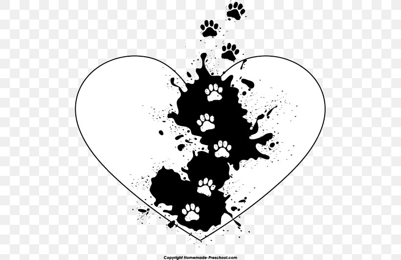 Heart Paw Tiger Clip Art, PNG, 513x532px, Heart, Black, Black And White, Document, Flower Download Free