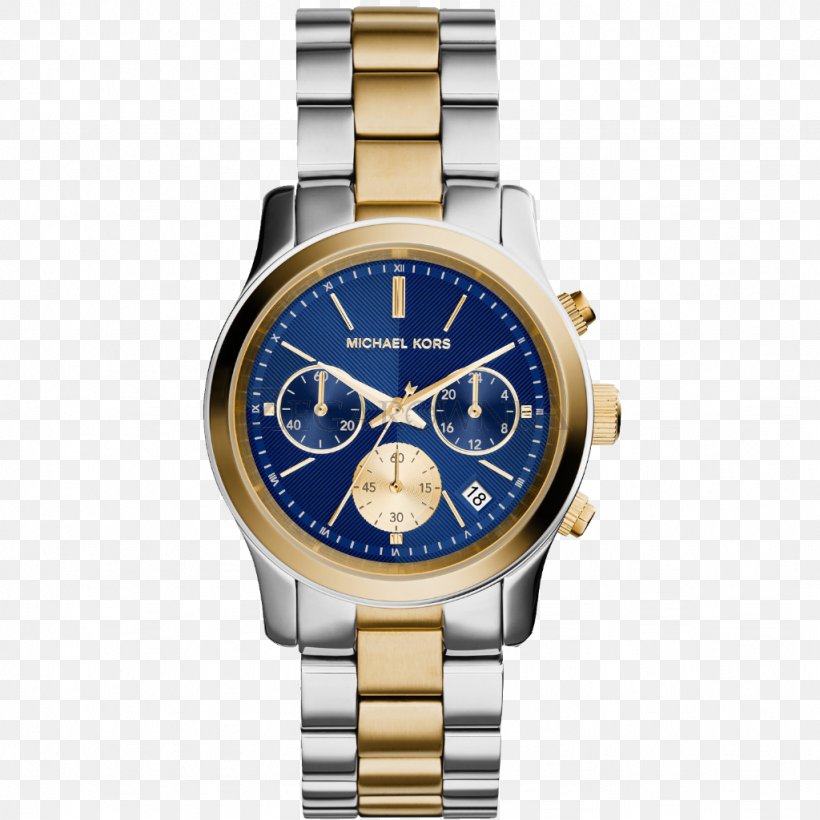 Watch Blue Chronograph Stainless Steel Two-tone, PNG, 1024x1024px, Watch, Blue, Brand, Chronograph, Gold Download Free