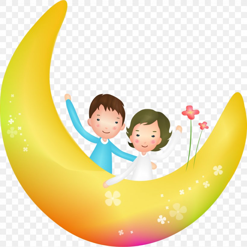 Adobe Illustrator Clip Art, PNG, 1844x1848px, Moon, Artworks, Banana, Banana Family, Child Download Free