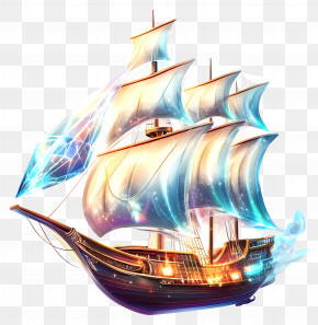 Celestial Fantasy Pirate Ship - Fantasy Ship PNG