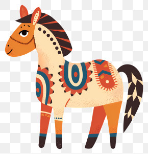 Cute Horse - Colorful Decorative Horse Illustration PNG