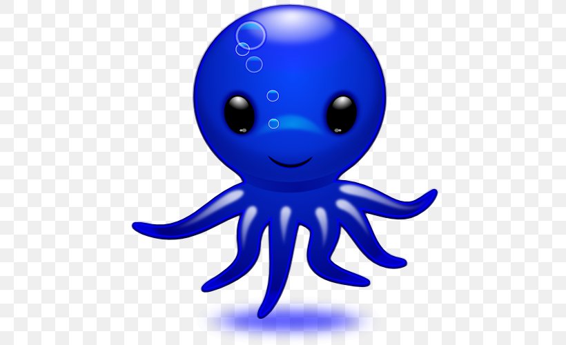 Octopus Smiley Emoticon Clip Art, PNG, 500x500px, Octopus, Animal, Blue, Cartoon, Cephalopod Download Free