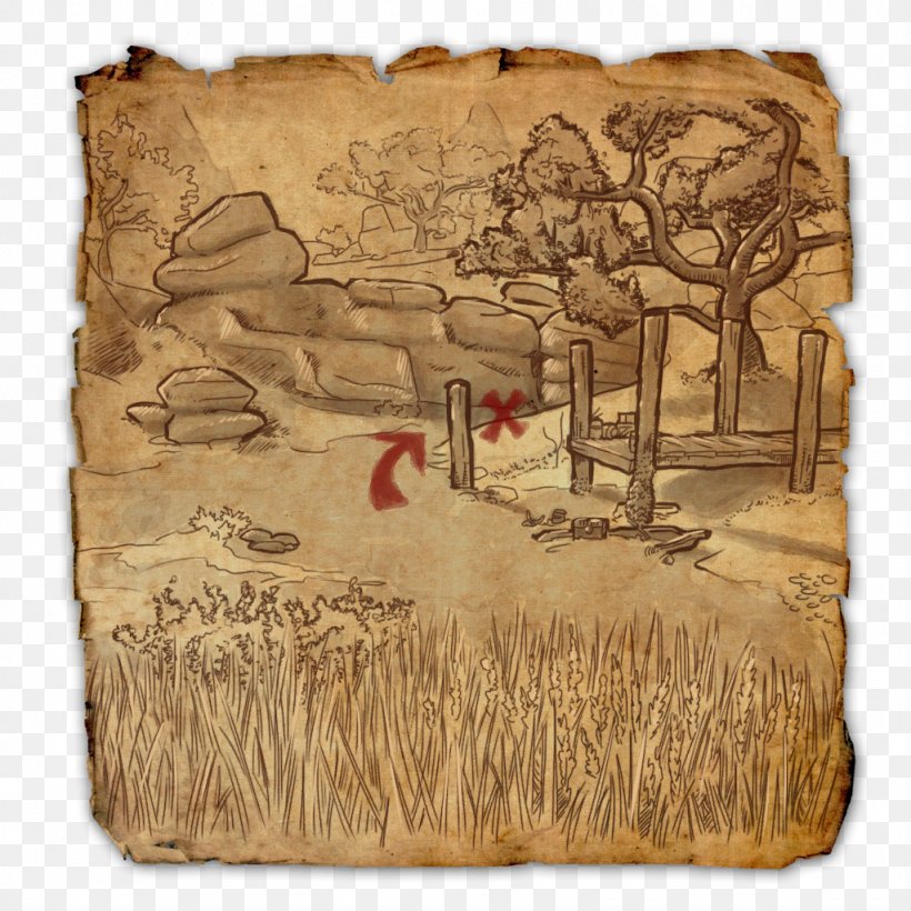 Treasure Map The Elder Scrolls Online Treasure Hunting, PNG, 1024x1024px, Watercolor, Cartoon, Flower, Frame, Heart Download Free