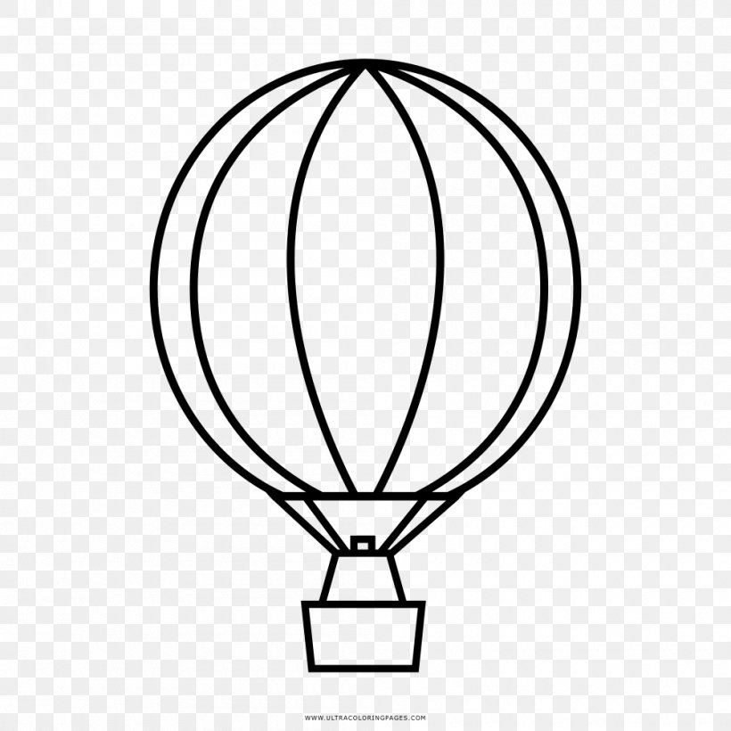 Coloring Book Drawing Hot Air Balloon, PNG, 1000x1000px, Coloring Book, Aerostat, Balloon, Black And White, Blimp Download Free