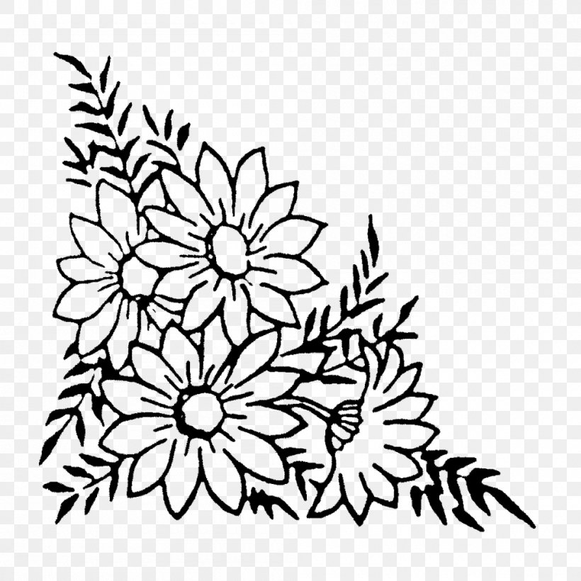Flower Floral Design Rubber Stamp Postage Stamps, PNG, 1000x1000px, Flower, Area, Art, Black, Black And White Download Free
